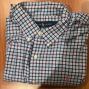 Ralph Lauren Men’s Plaid Button-Down Shirt - Navy/White/Red